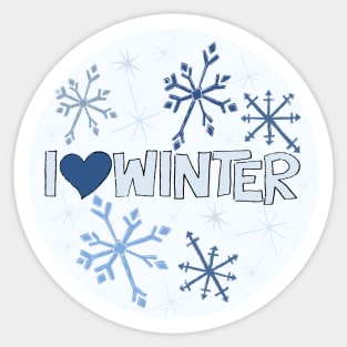 I Heart Winter Illustrated Text with snowflakes Sticker